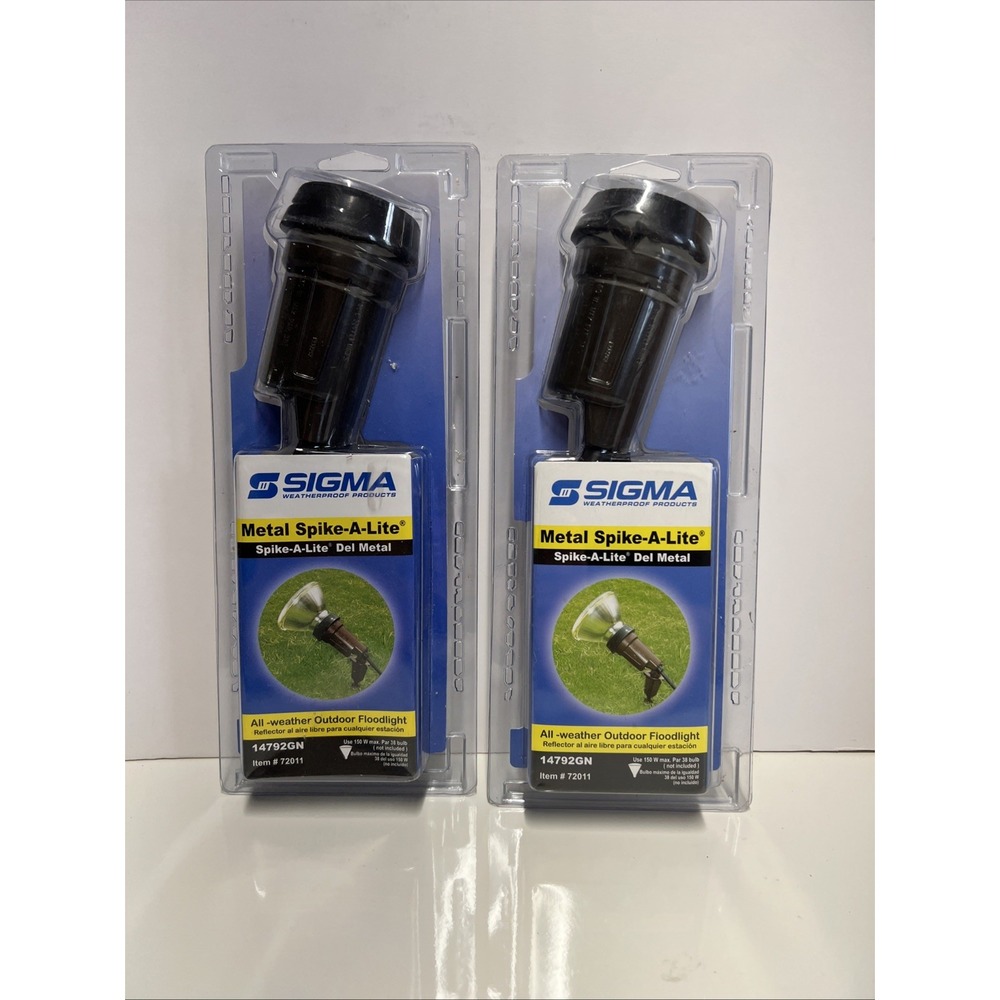 Sigma Weatherproof Metal Spike-A-Lite Outdoor 150W Floodlight - Lot of 2